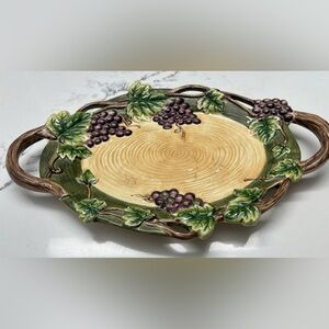 Pacific Rim Sonoma handled serving tray 14 1/2” embossed grape leaves